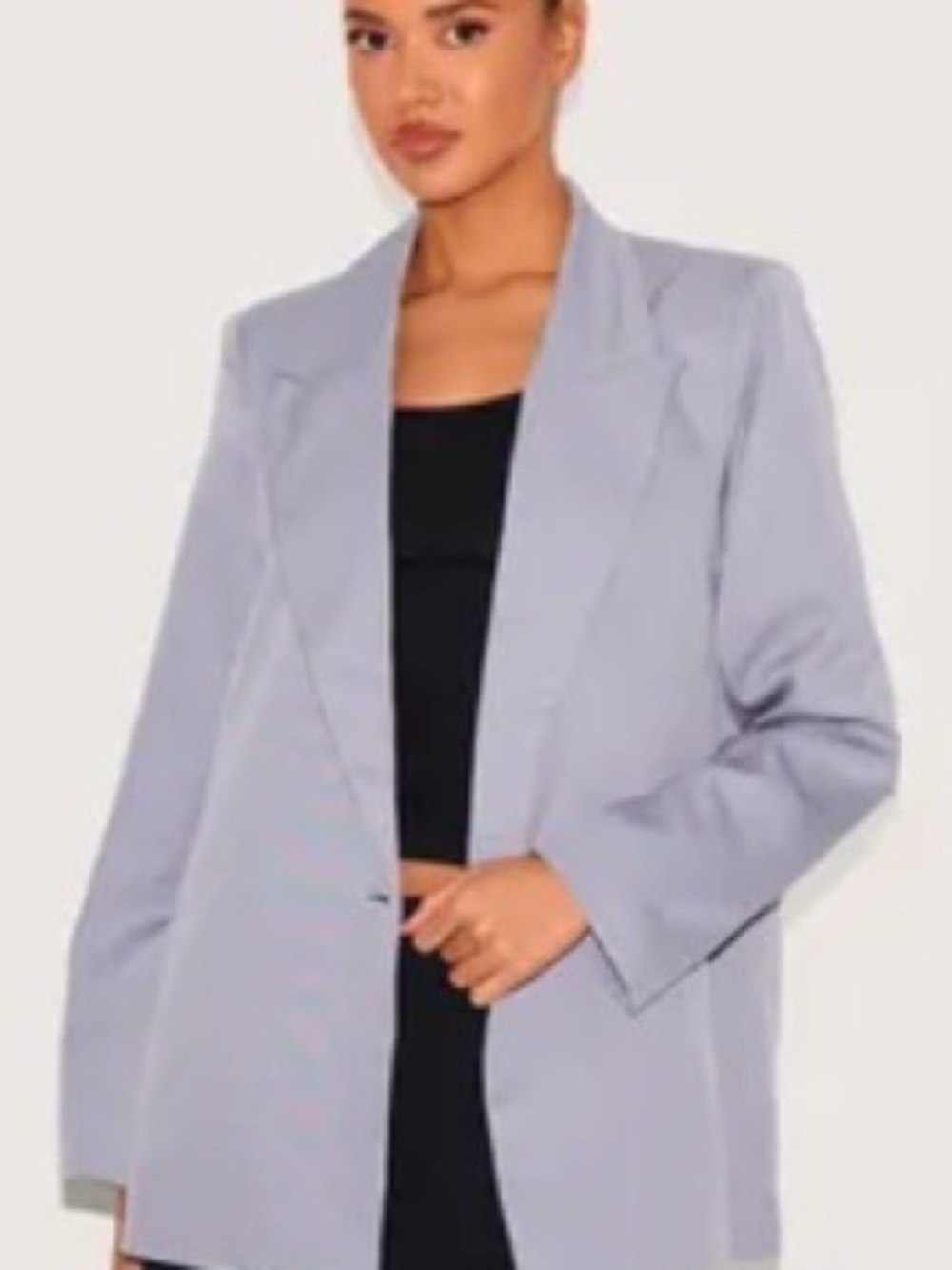 PrettyLittleThing Light Gray Oversized Longline Blazer